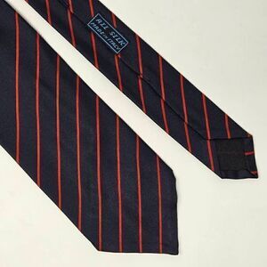 VINTAGE BATTAGLIA SILK TIE NAVY BLUE RED MINI REPP STRIPE ITALY 3.25" X 57"